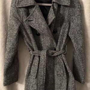 Old Navy Black and Gray Trench Coat